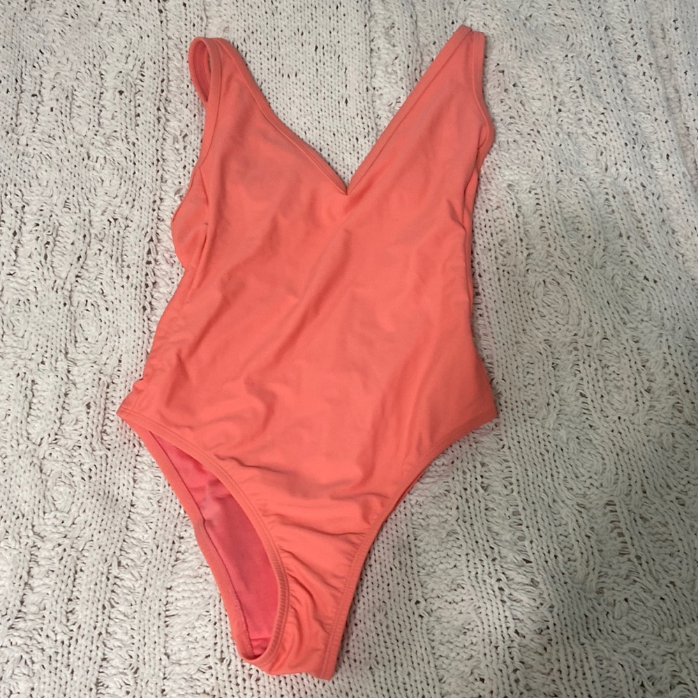 peach one piece swim suit